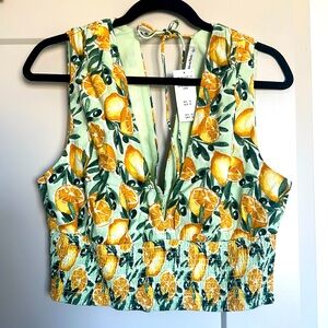 Lemon print top, NWT, size Large